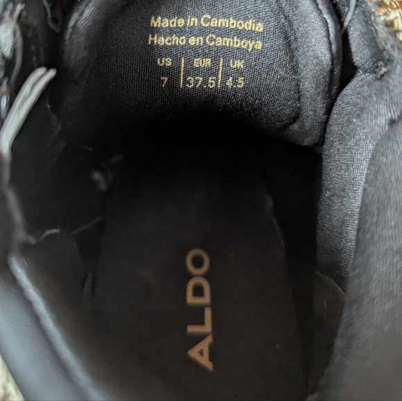 Aldo Black Quilted Hidden Wedge Sneakers - Picture 3 of 5